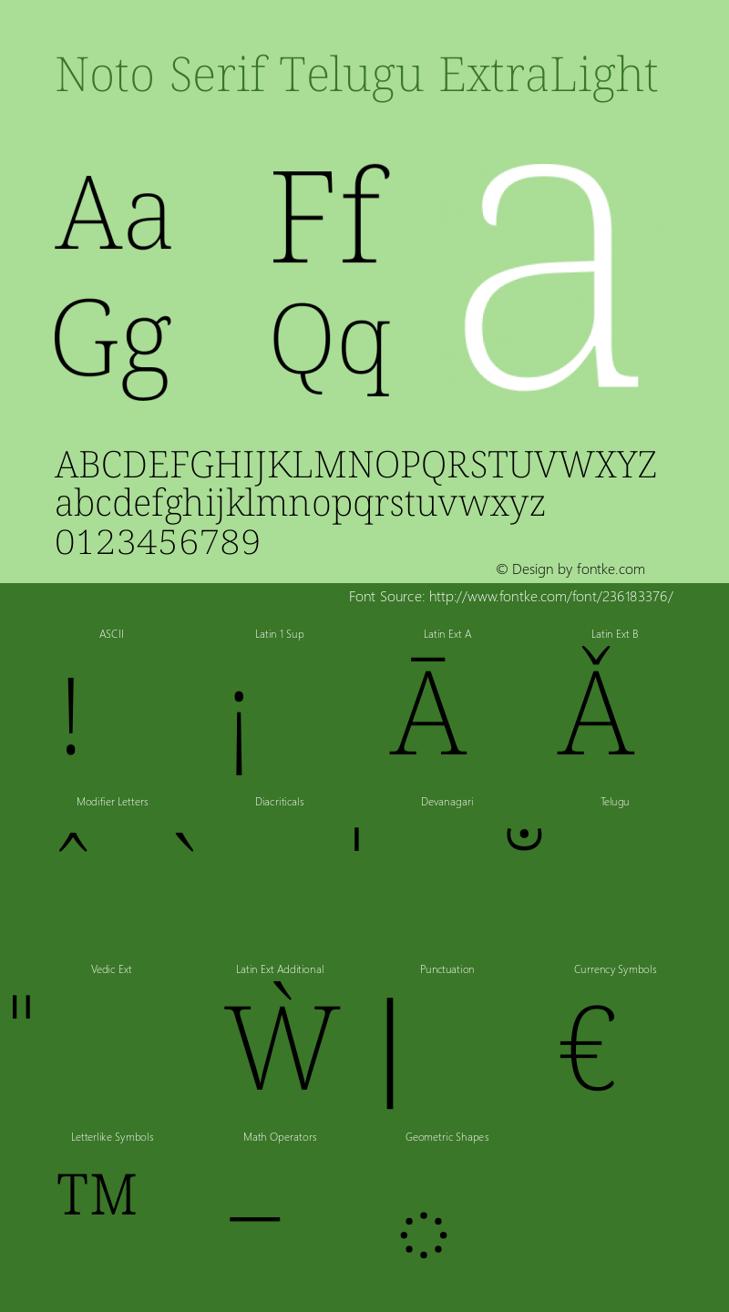 Noto Serif Telugu ExtraLight Version 2.003图片样张