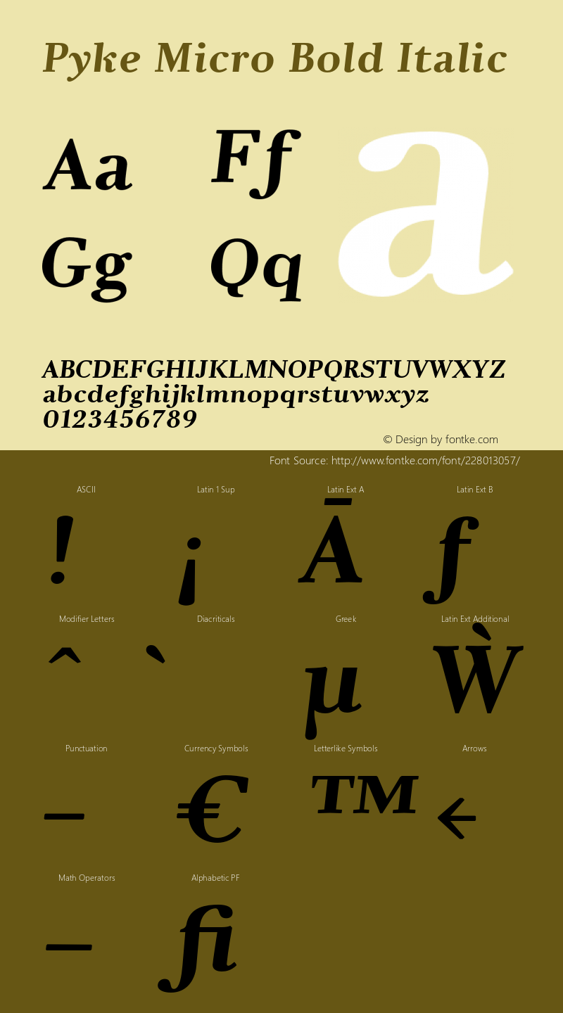 Pyke Micro Bold Italic Version 001.001 February 2021图片样张