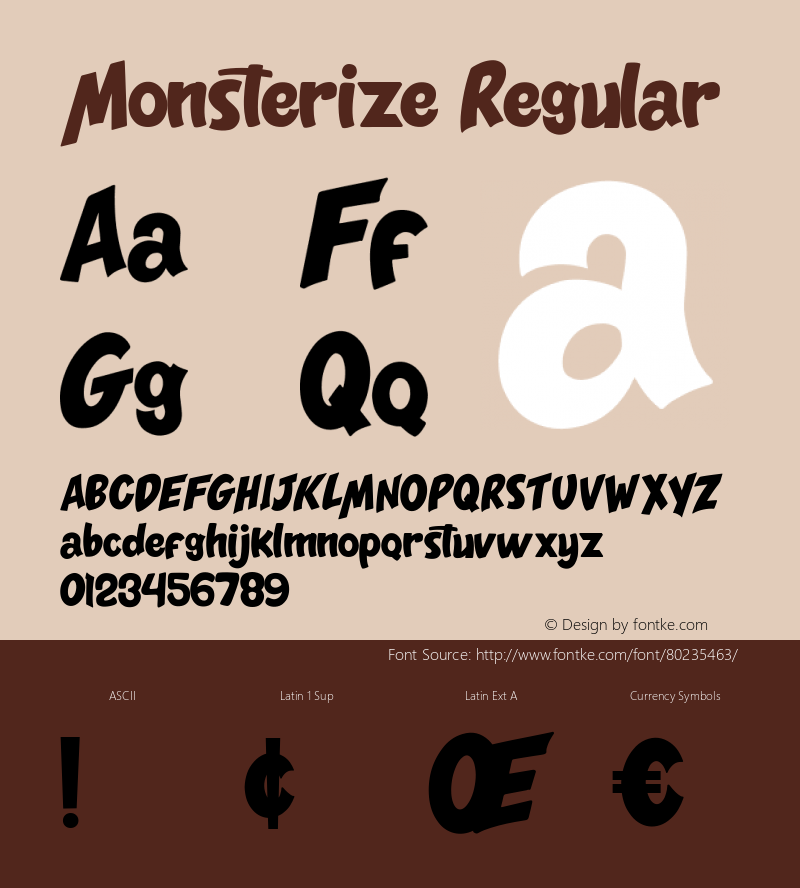 Monsterize Version 1.00;October 9, 2020;FontCreator 12.0.0.2563 64-bit图片样张