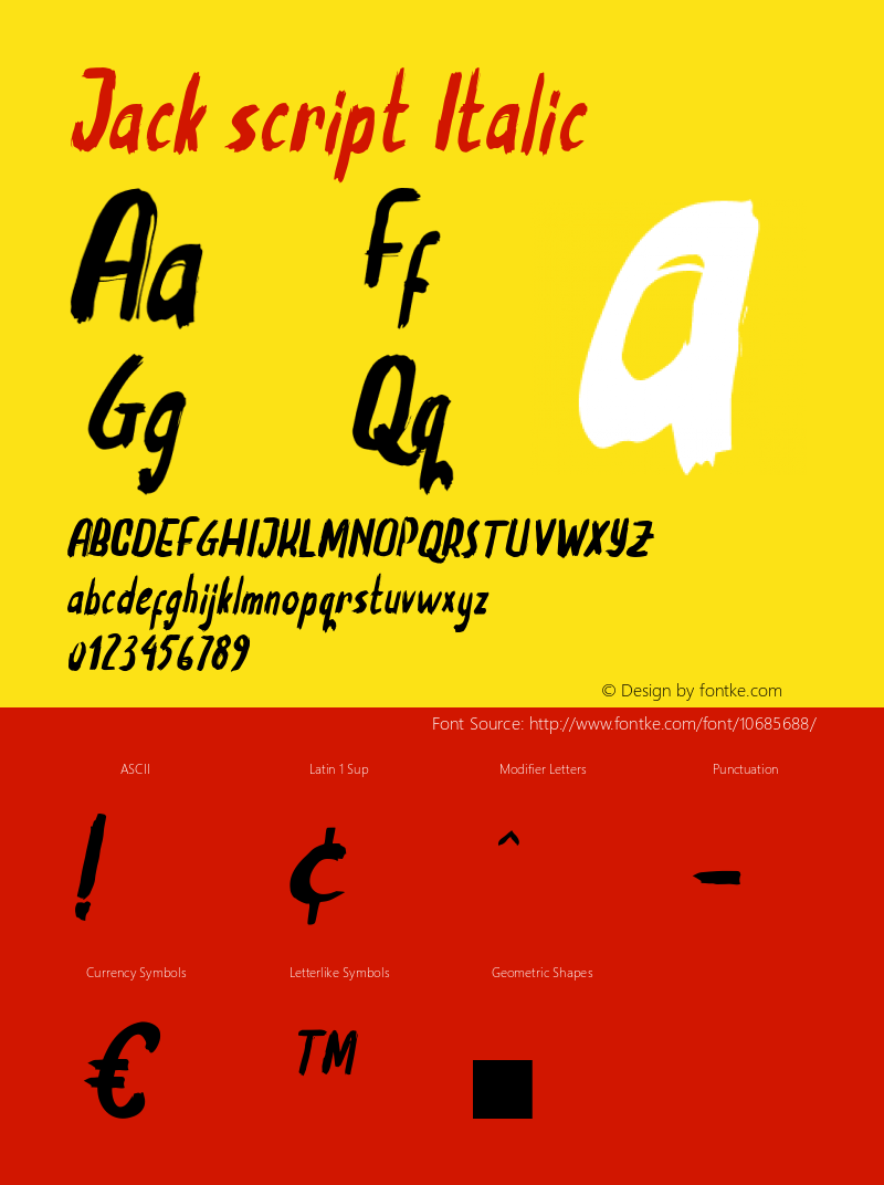 Jack script Italic Version 1.000图片样张