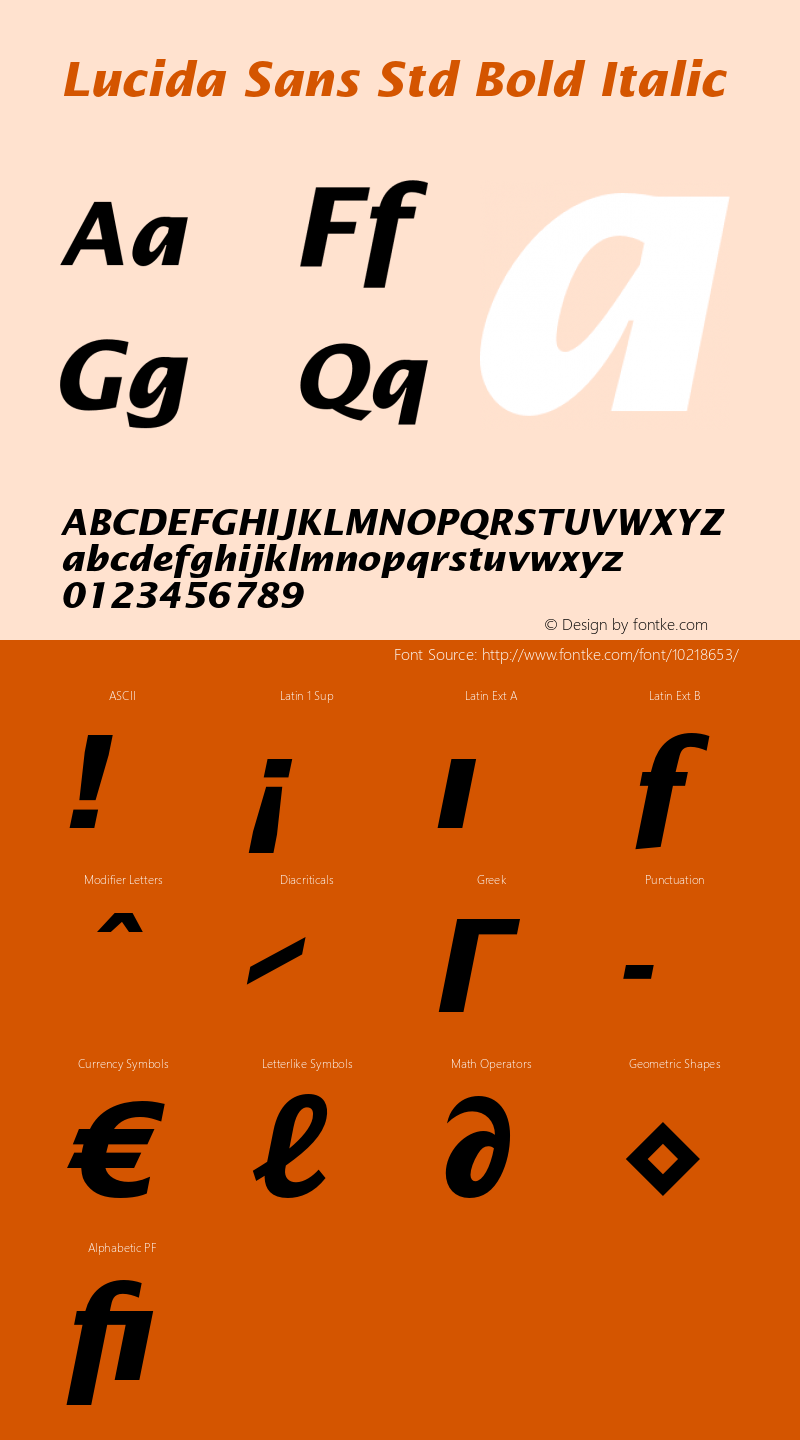 Lucida Sans Std Bold Italic Version 2.035;PS 002.000;hotconv 1.0.51;makeotf.lib2.0.18671图片样张