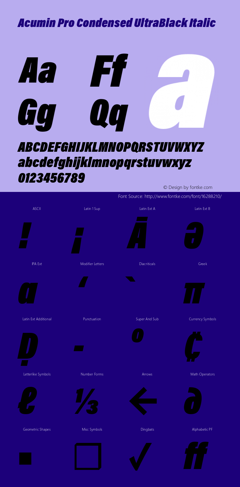 Acumin Pro Condensed UltraBlack Italic Version 1.011图片样张