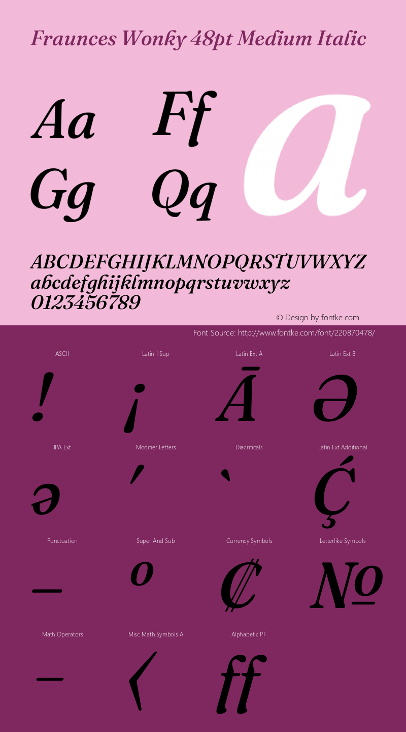 Fraunces Wonky 48pt Medium Italic Version 1.000;[b76b70a41]图片样张