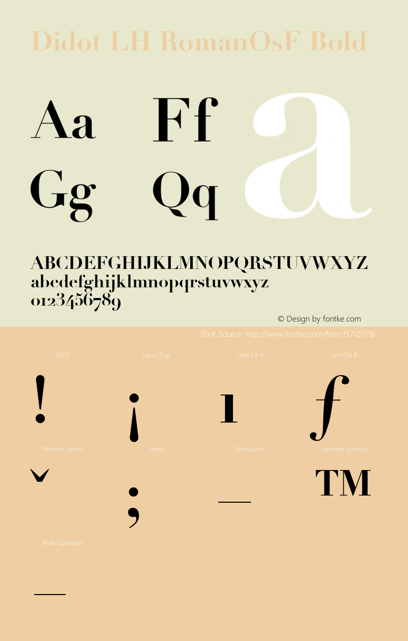 Didot LH RomanOsF Bold Version 2.00 October 4, 2000图片样张