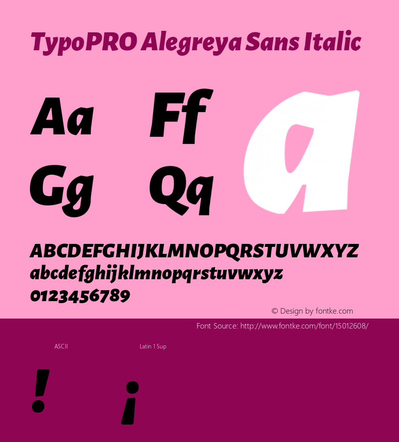 TypoPRO Alegreya Sans Italic Version 1.000;PS 001.000;hotconv 1.0.70;makeotf.lib2.5.58329 DEVELOPMENT图片样张