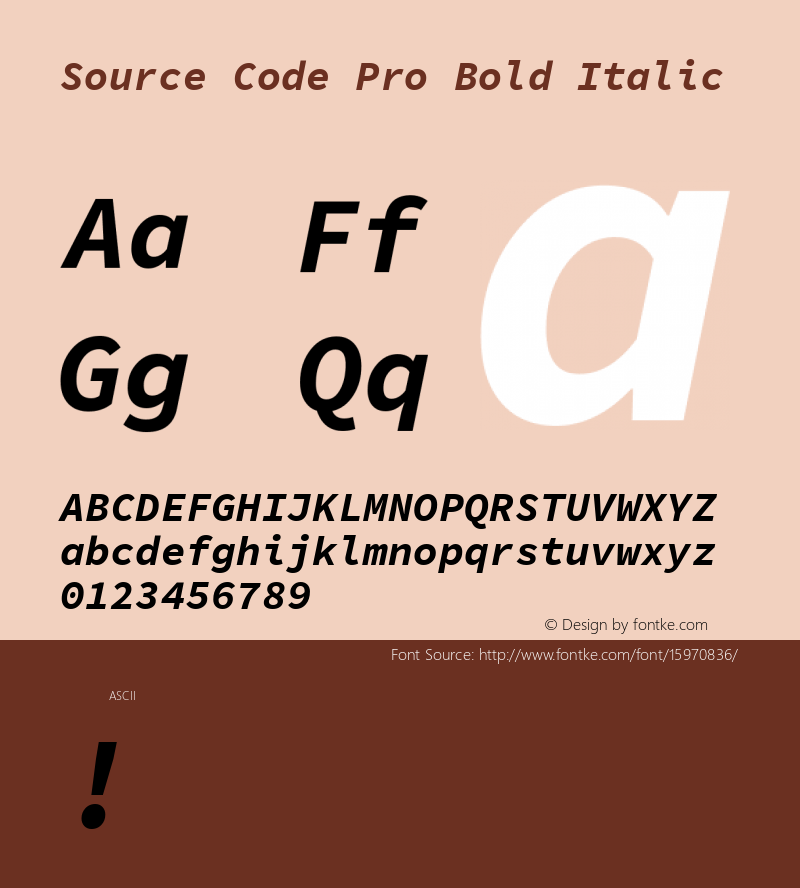 Source Code Pro Bold Italic Version 1.030;PS 1.0;hotconv 1.0.84;makeotf.lib2.5.63406; ttfautohint (v1.4.1)图片样张