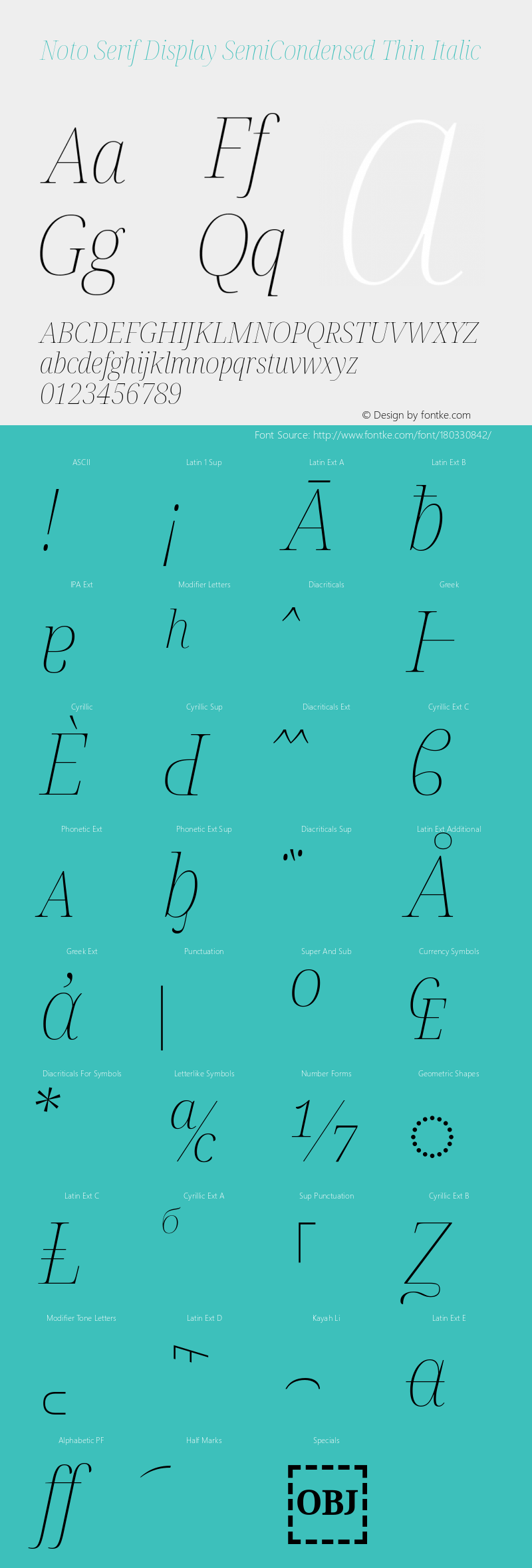 Noto Serif Display SemiCondensed Thin Italic Version 2.002; ttfautohint (v1.8.2)图片样张