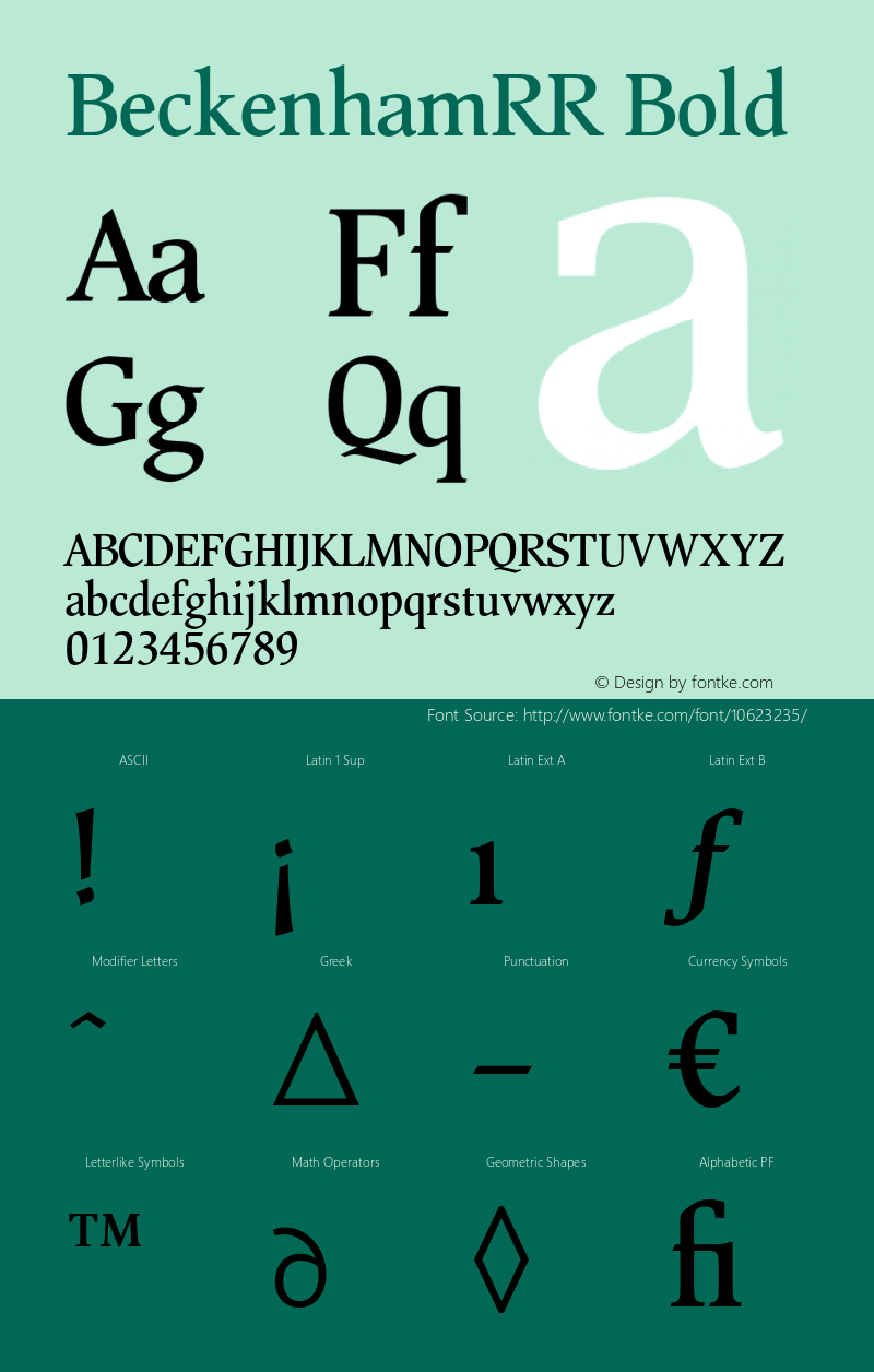 BeckenhamRR Bold Version 1.000;com.myfonts.redrooster.beckenham-rr.medium.wfkit2.4aNY图片样张