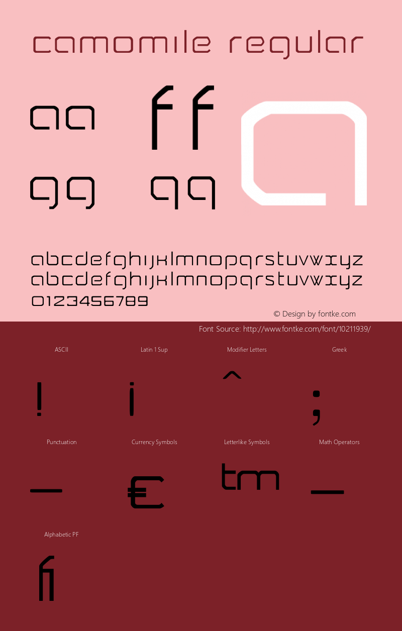 Camomile Regular OTF 1.000;PS 001.001;Core 1.0.29图片样张