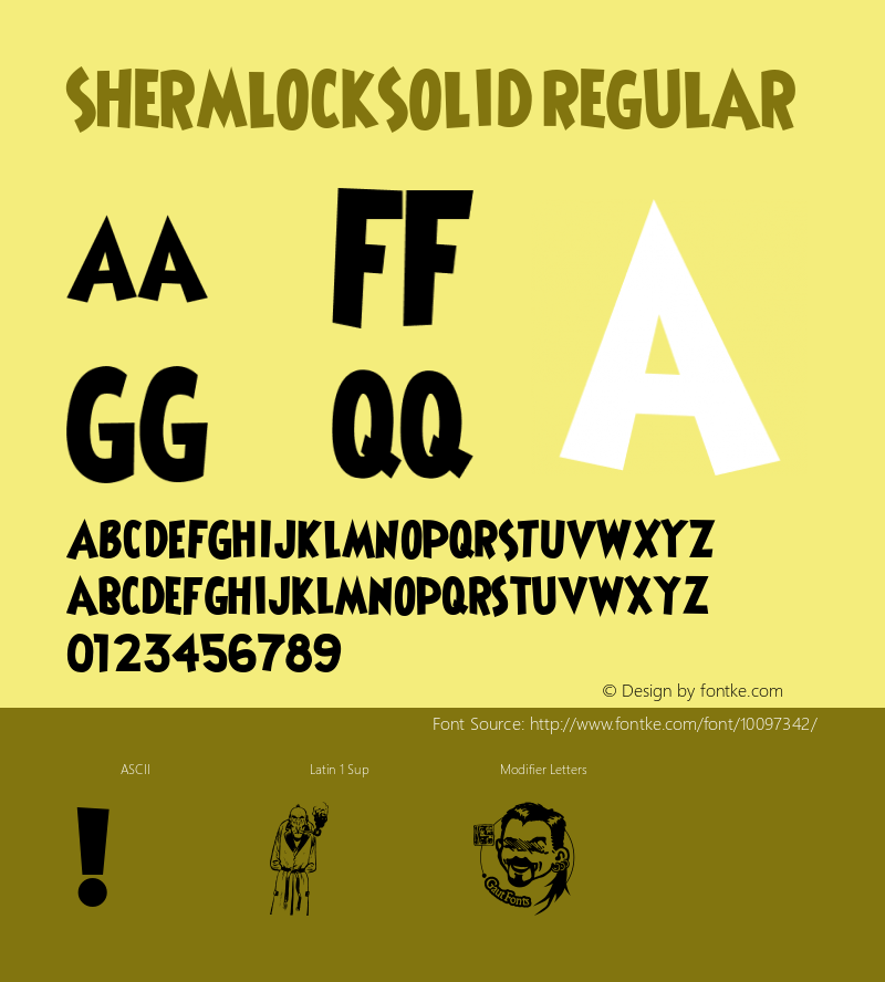 ShermlockSolid Regular Macromedia Fontographer 4.1.5 11/8/01图片样张