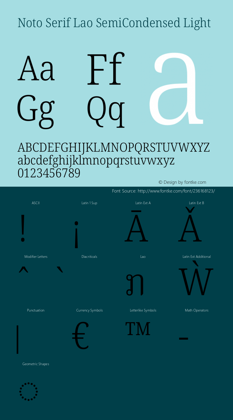 Noto Serif Lao SemiCondensed Light Version 2.002图片样张