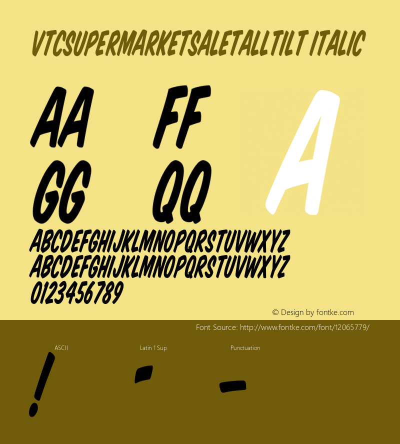 VTCSuperMarketSaleTallTilt Italic 1999; 1.0, initial release图片样张