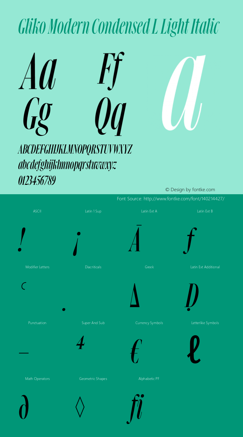 Gliko Modern Condensed L Light Italic Version 2.000 | w-rip DC20200115图片样张