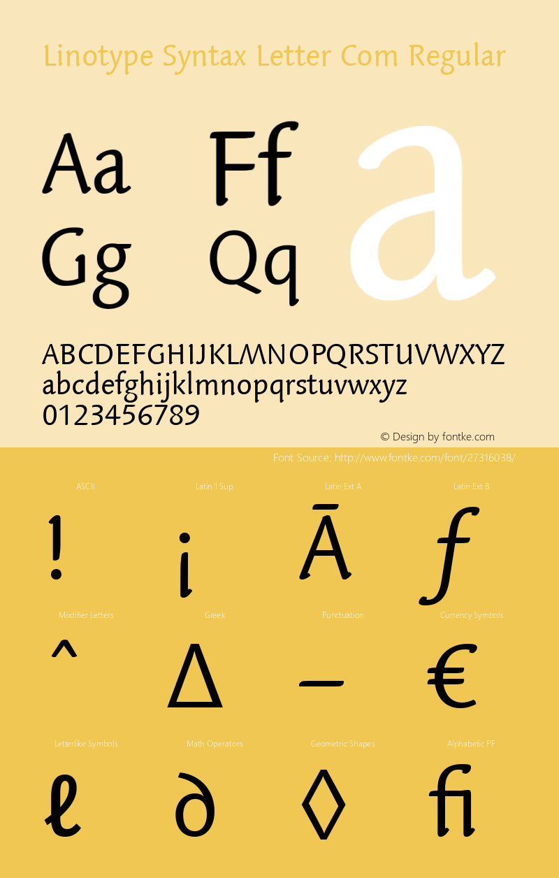 Linotype Syntax Letter Com Regular Version 1.01图片样张