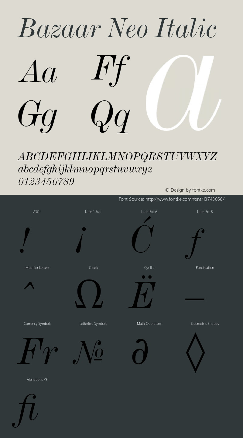 Bazaar Neo Italic Version 001.001图片样张