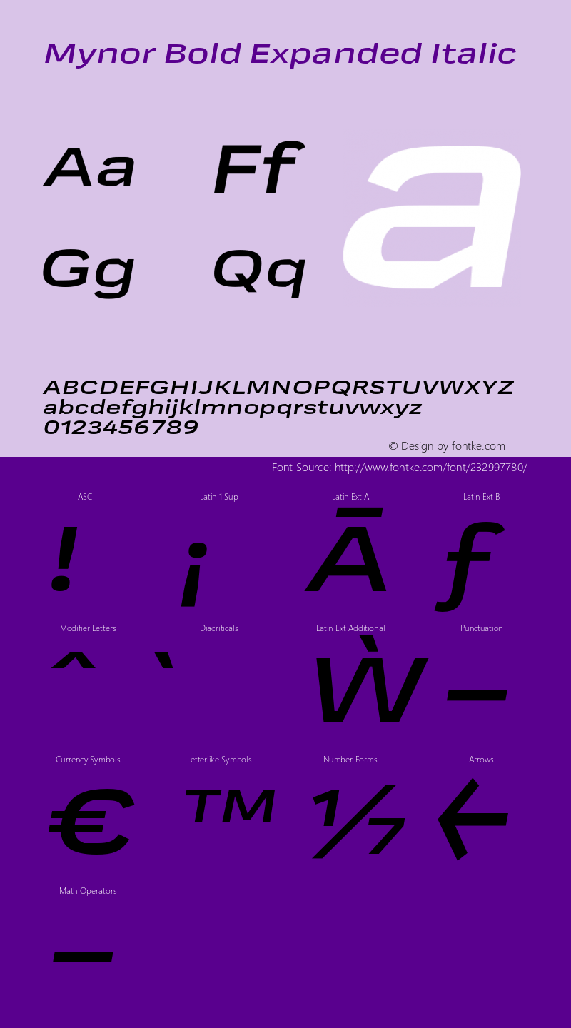 Mynor Bold Expanded Italic Version 001.000 January 2019图片样张