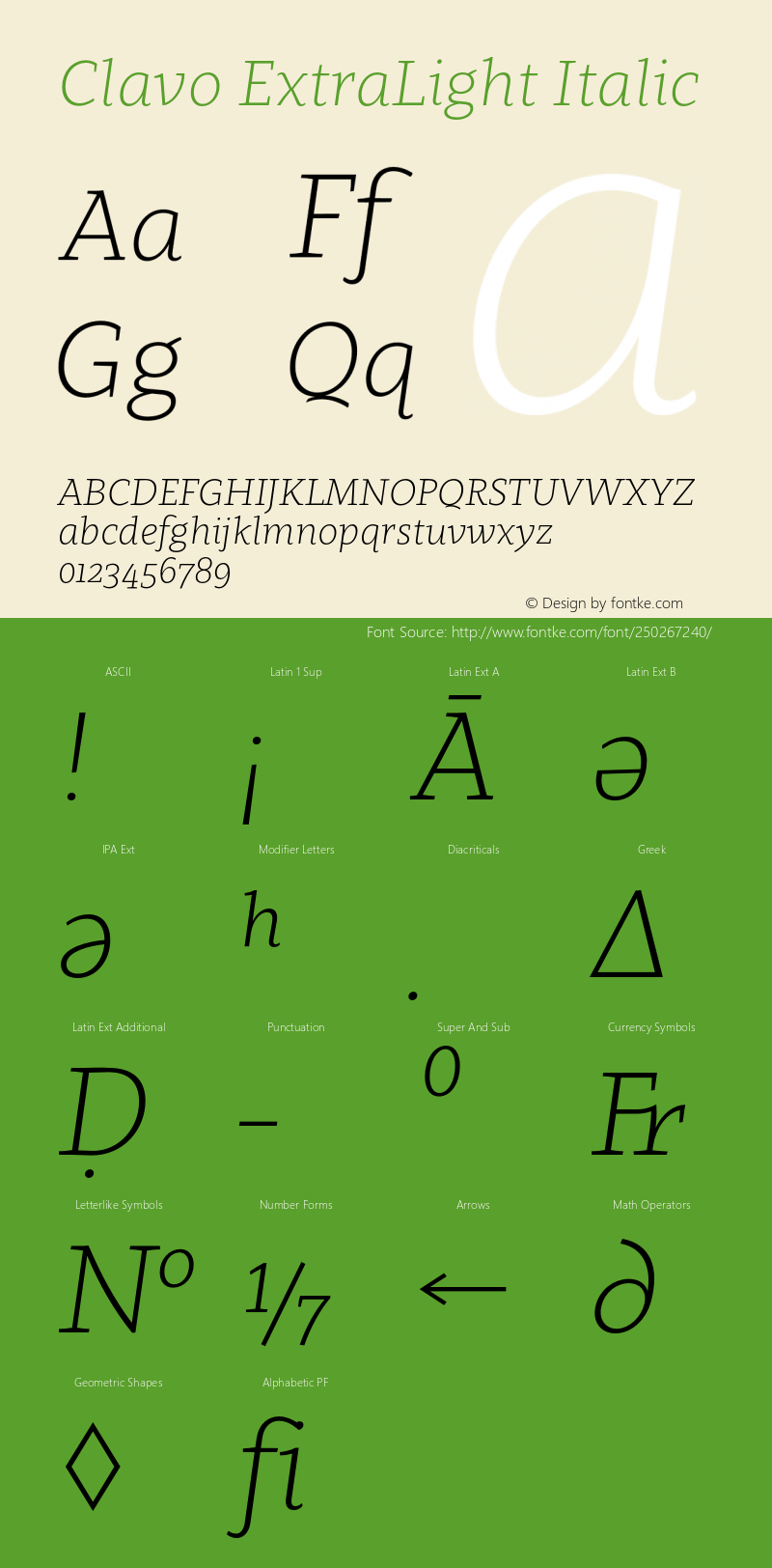 Clavo ExtraLight Italic Version 1.006;PS 001.006;hotconv 1.0.70;makeotf.lib2.5.58329图片样张