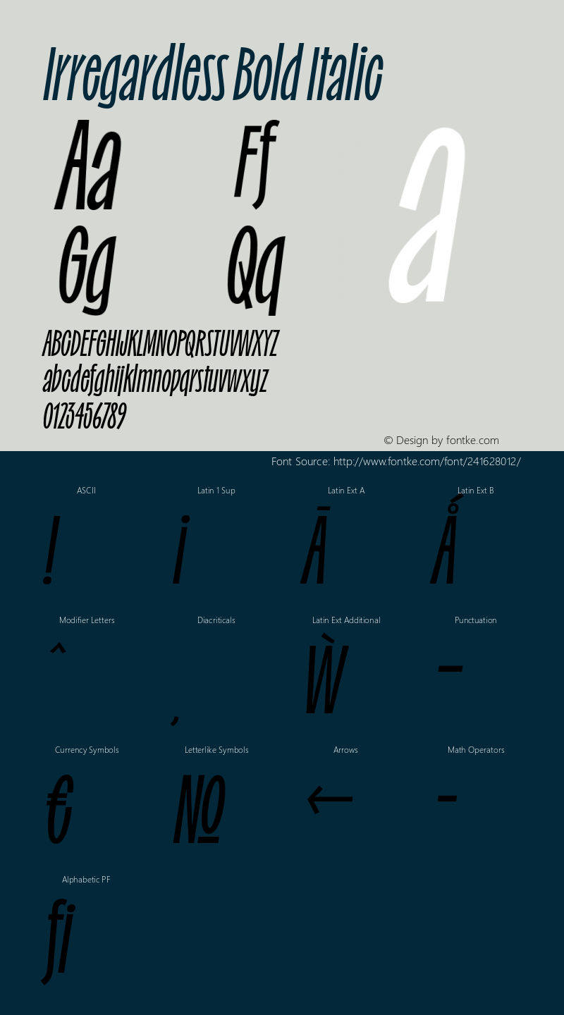 Irregardless Bold Italic Version 1.100图片样张