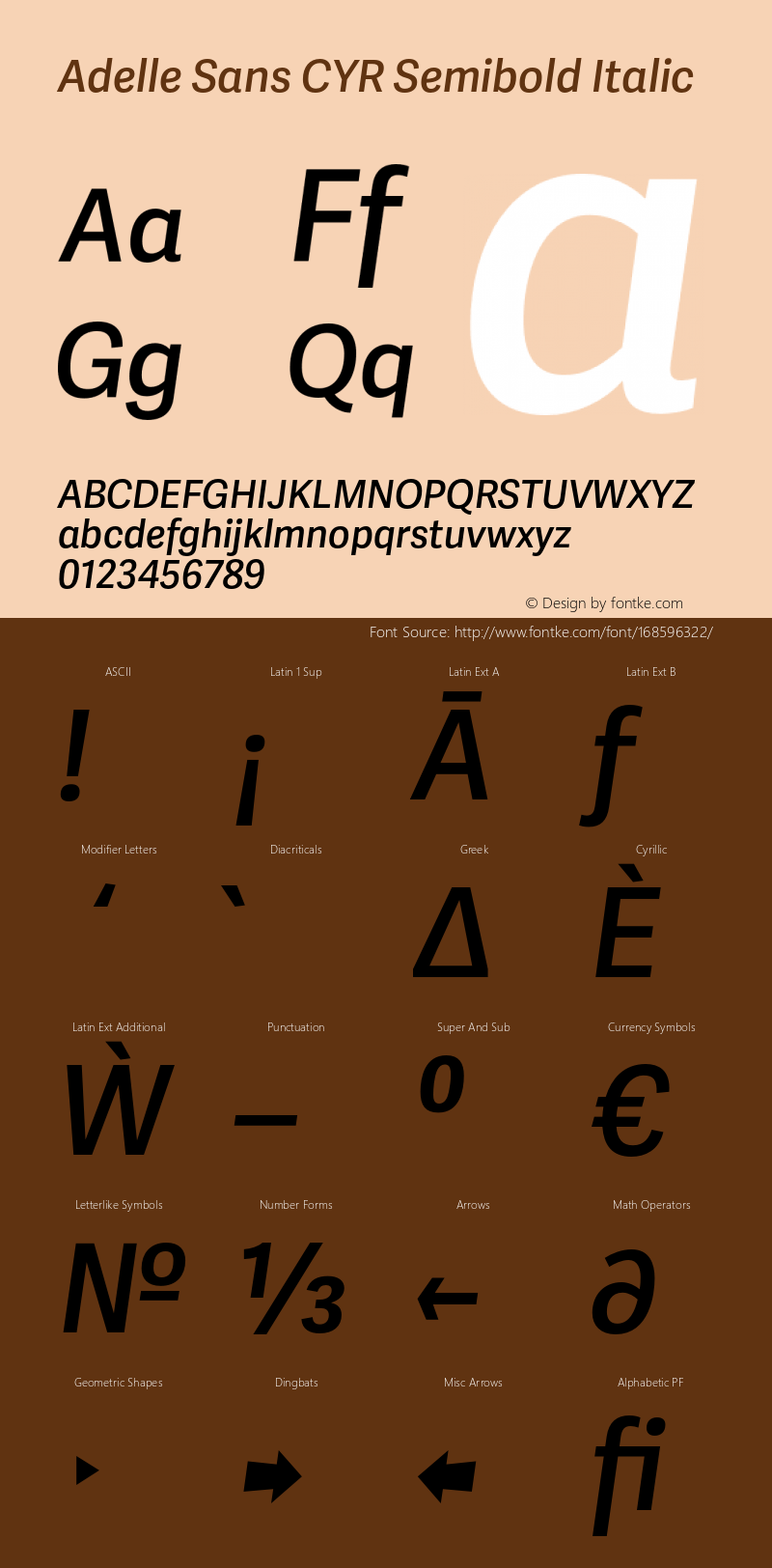 Adelle Sans CYR Semibold Italic Version 3.000;hotconv 1.0.109;makeotfexe 2.5.65596图片样张