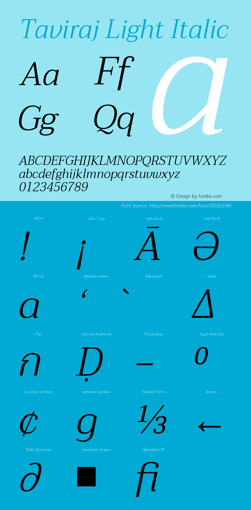 Taviraj Light Italic Version 1.000图片样张