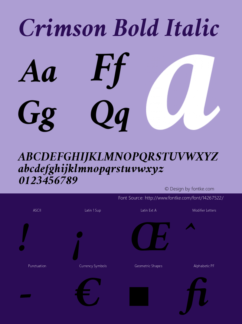 Crimson Bold Italic Version 0.8图片样张