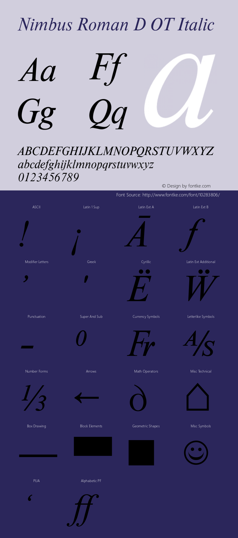 Nimbus Roman D OT Italic OTF 1.007;PS 1.05;Core 1.0.27;makeotf.lib(1.11)图片样张
