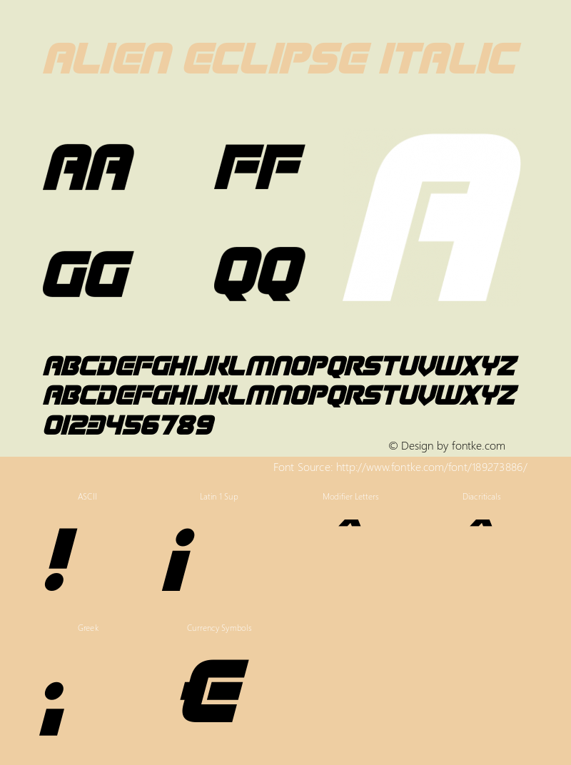 Alien Eclipse Italic Version 1.00;December 10, 2021;FontCreator 12.0.0.2567 64-bit图片样张