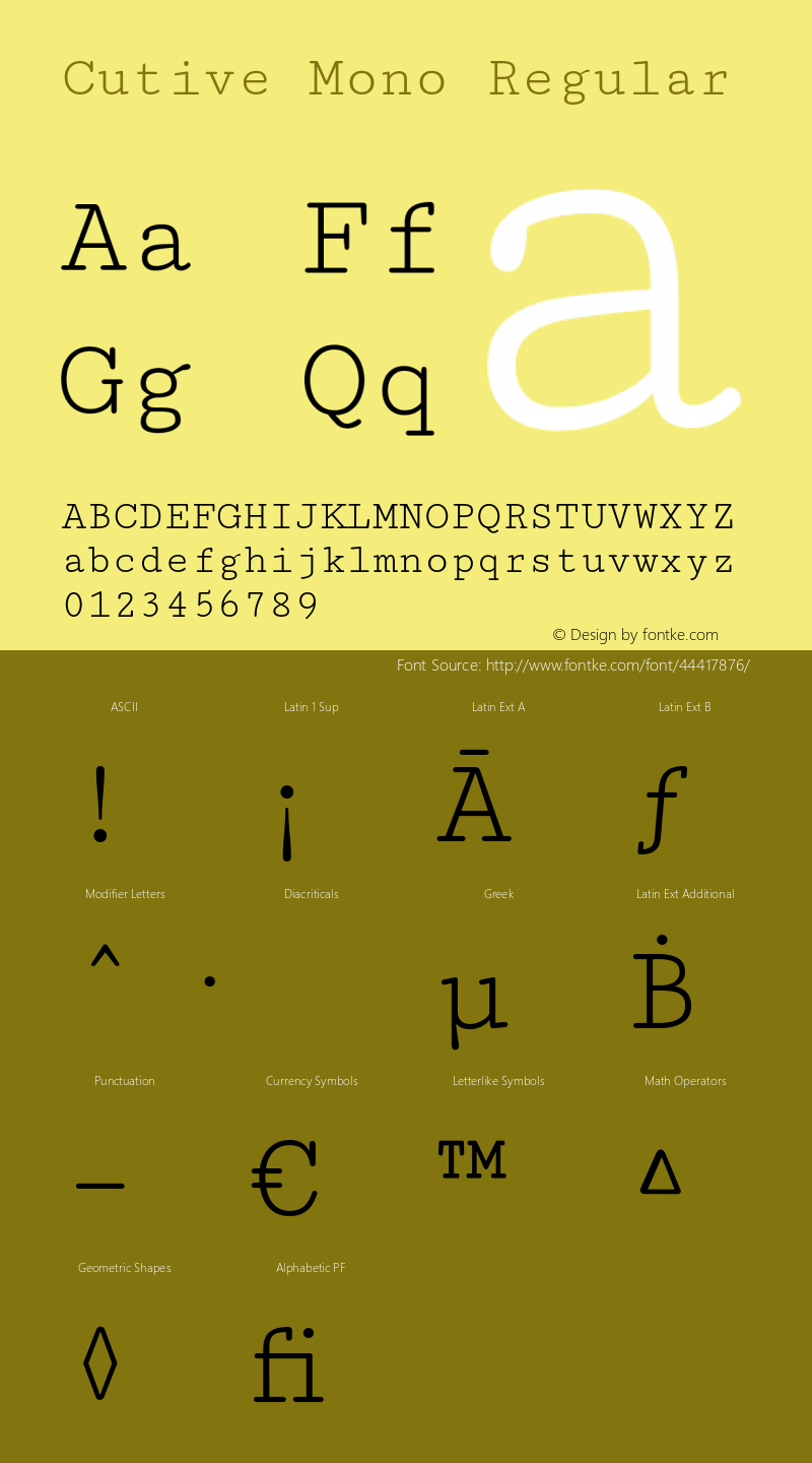 Cutive Mono Regular Version 1.100图片样张