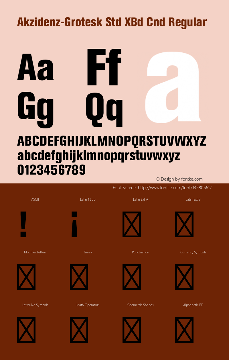 Akzidenz-Grotesk Std XBd Cnd Regular Version 001.000;Core 1.0.01;otf.5.02.2291;15.06W图片样张