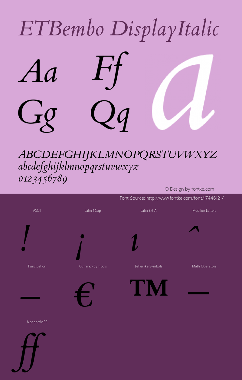 ETBembo DisplayItalic Version 001.001图片样张