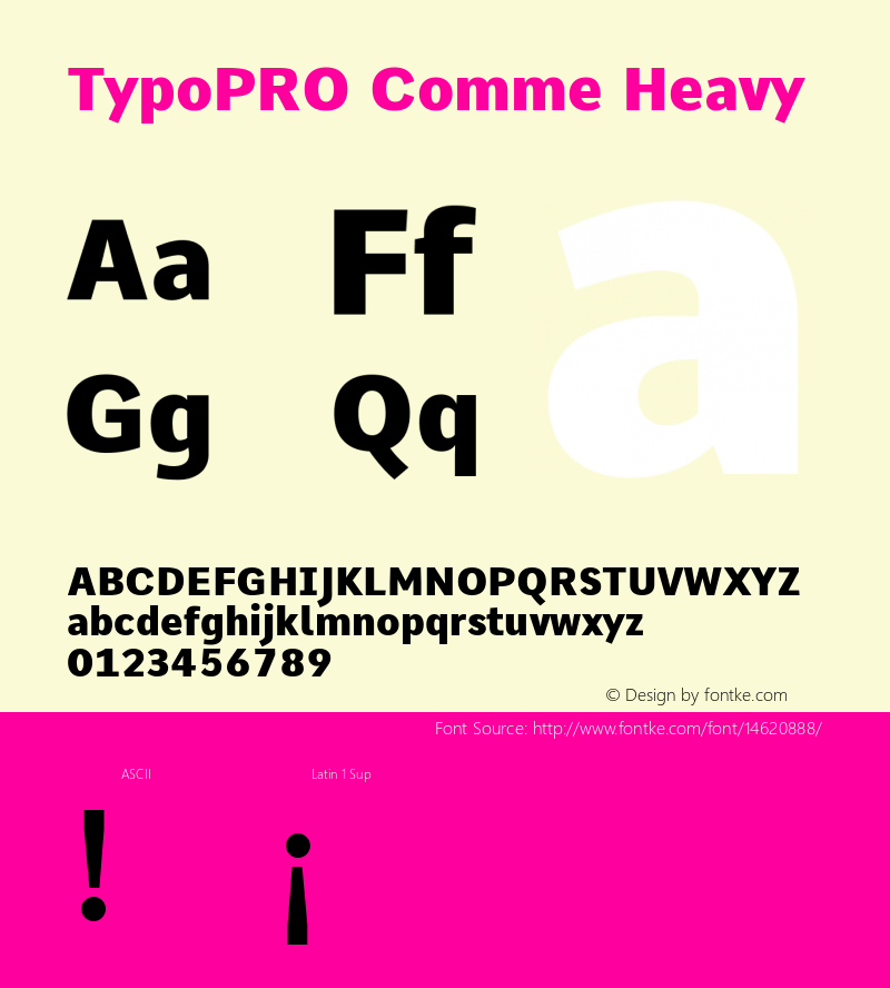 TypoPRO Comme Heavy Version 2; ttfautohint (v1.00rc1.2-2d82) -l 6 -r 72 -G 200 -x 0 -D latn -f none -w G图片样张