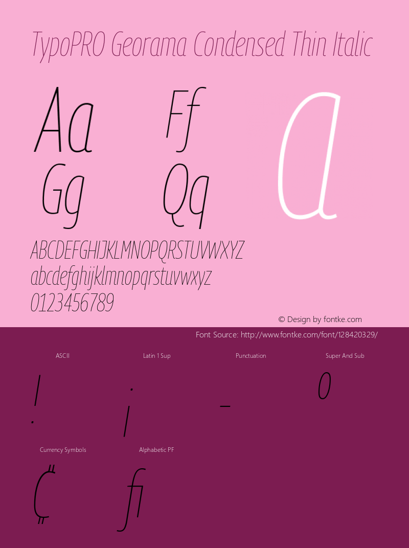 TypoPRO Georama Condensed Thin Italic Version 1.001图片样张