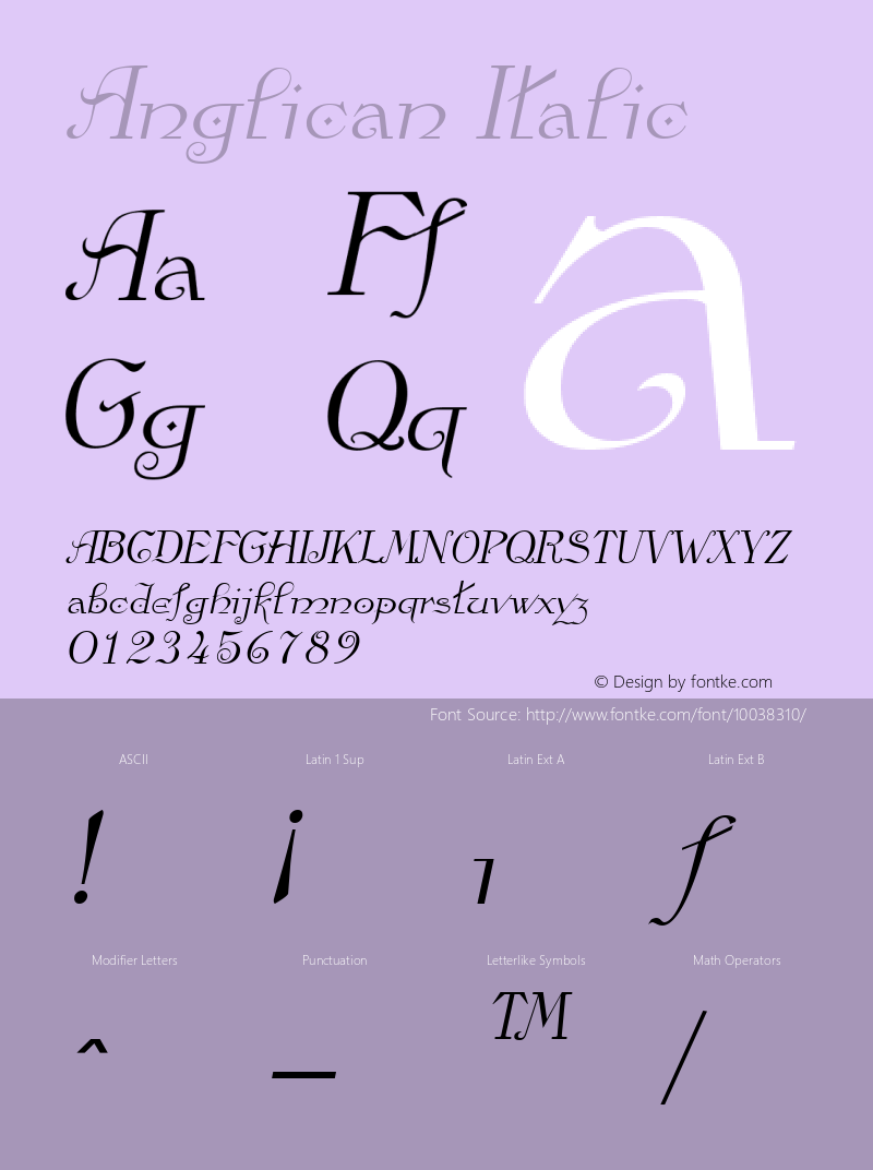 Anglican Italic The IMSI MasterFonts Collection, tm 1995 IMSI图片样张