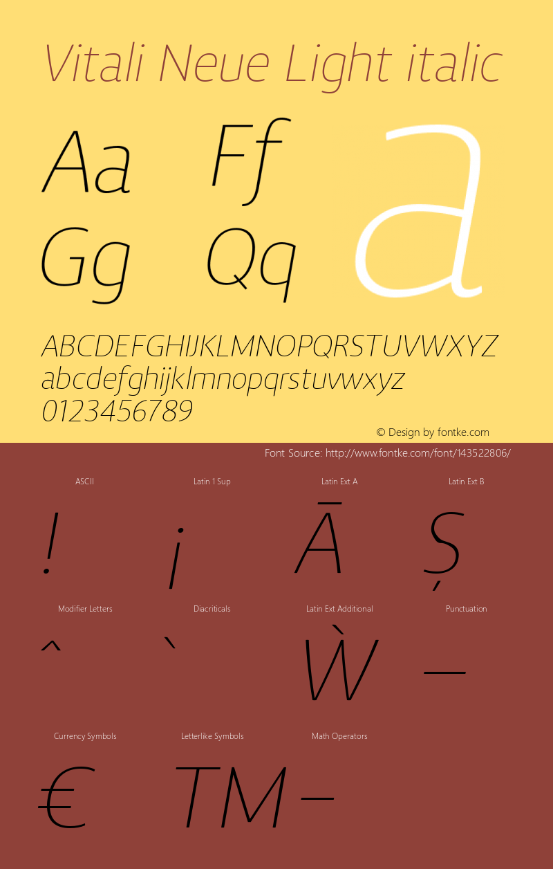 Vitali Neue Light italic 1.000图片样张