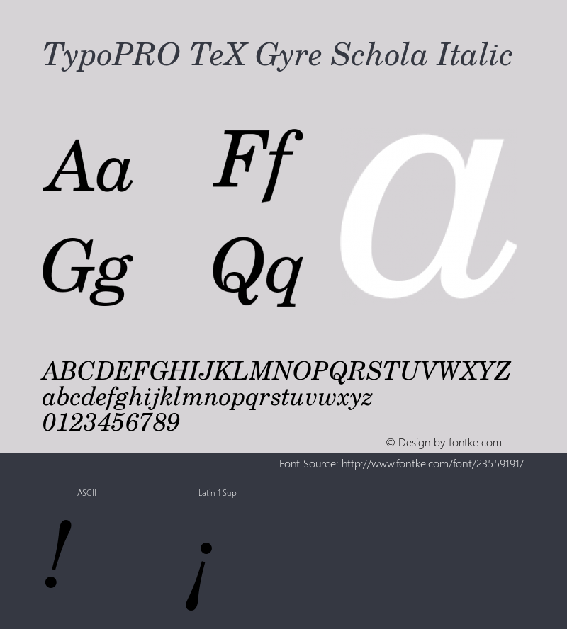 TypoPRO TeXGyreSchola-Italic Version 2.005;PS 2.005;hotconv 1.0.49;makeotf.lib2.0.14853图片样张