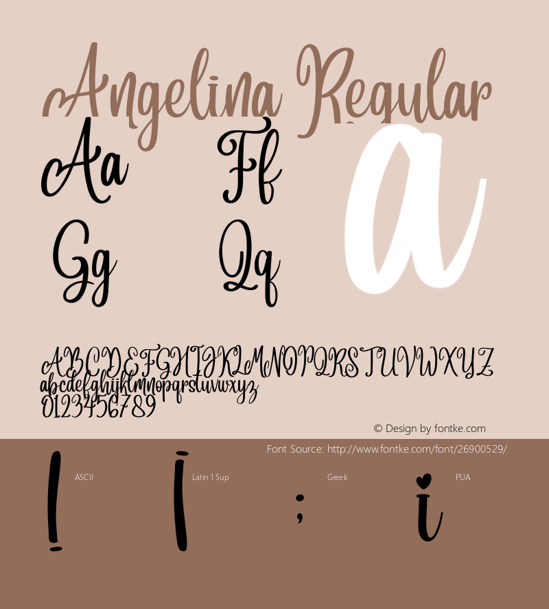 Angelina Version 1.00;September 8, 2018;FontCreator 11.5.0.2427 64-bit图片样张