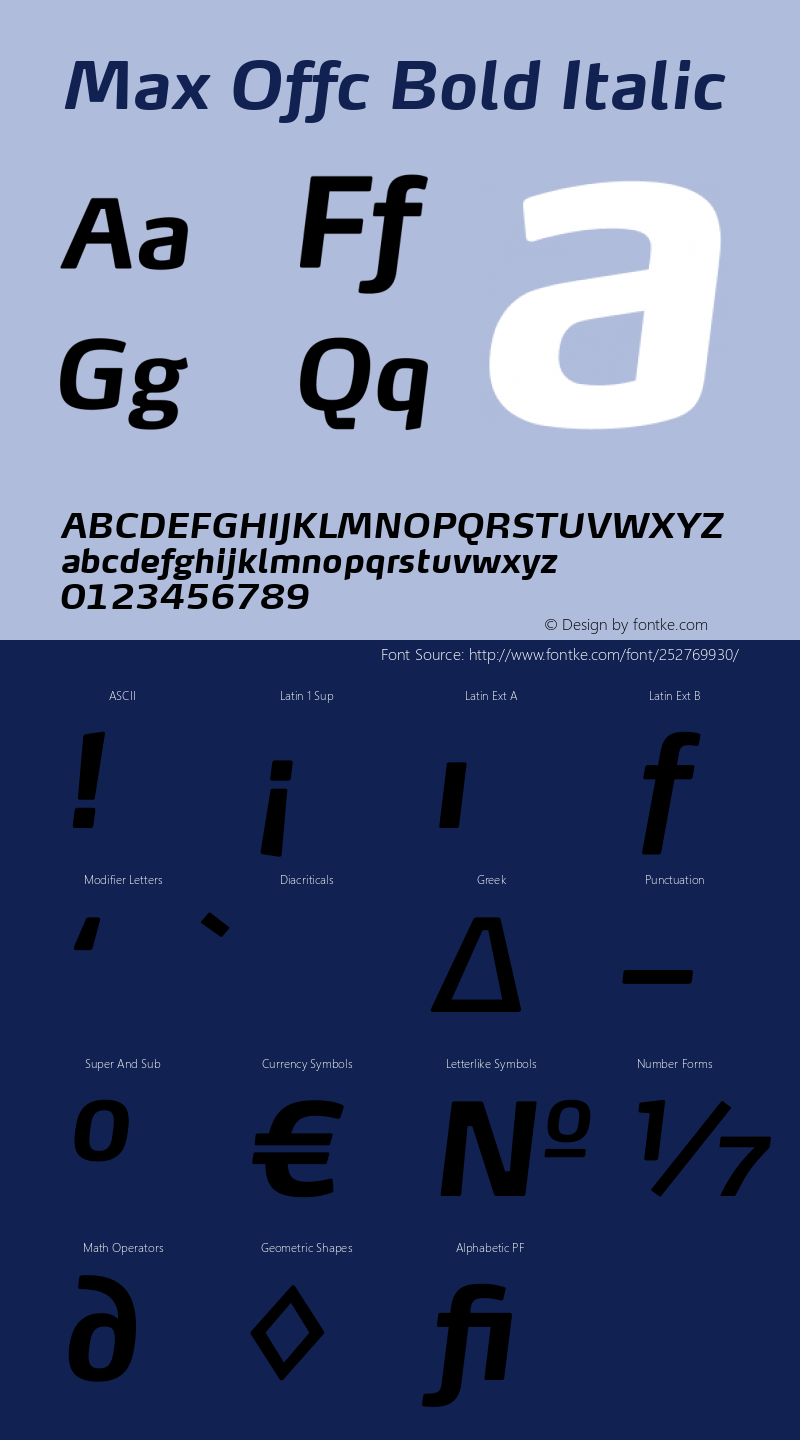 Max Offc Bold Italic Version 7.504; 2011; Build 1022图片样张