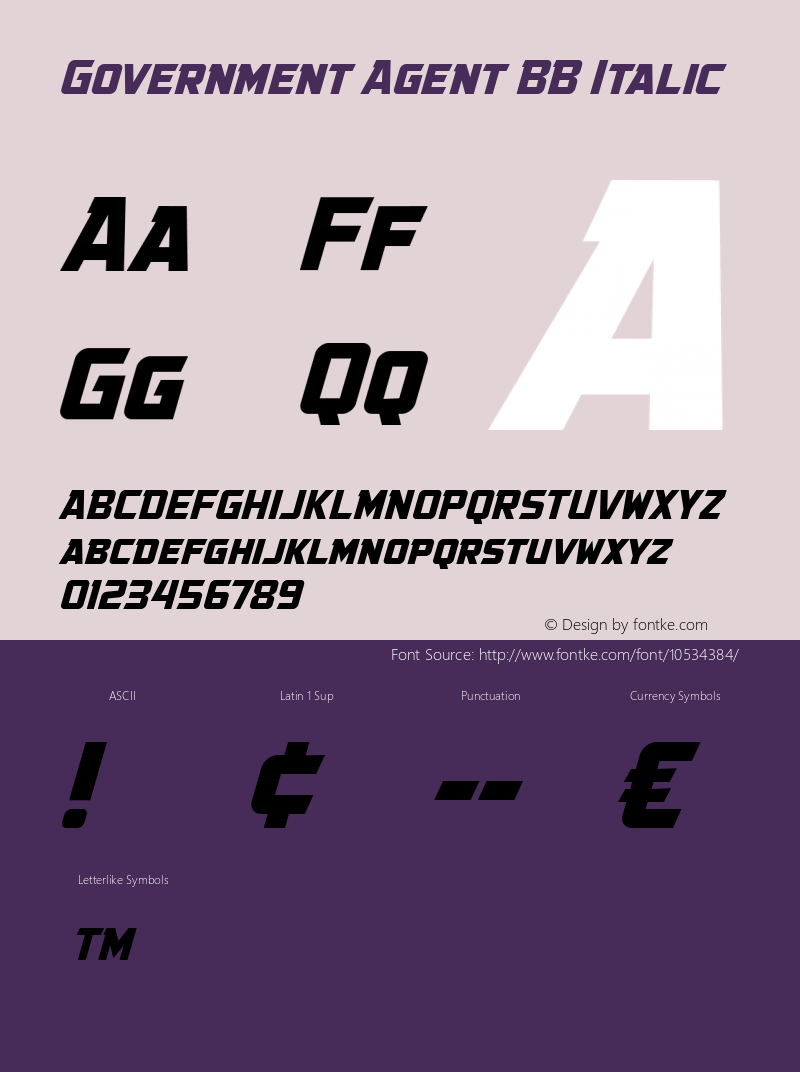 Government Agent BB Italic Version 1.000图片样张