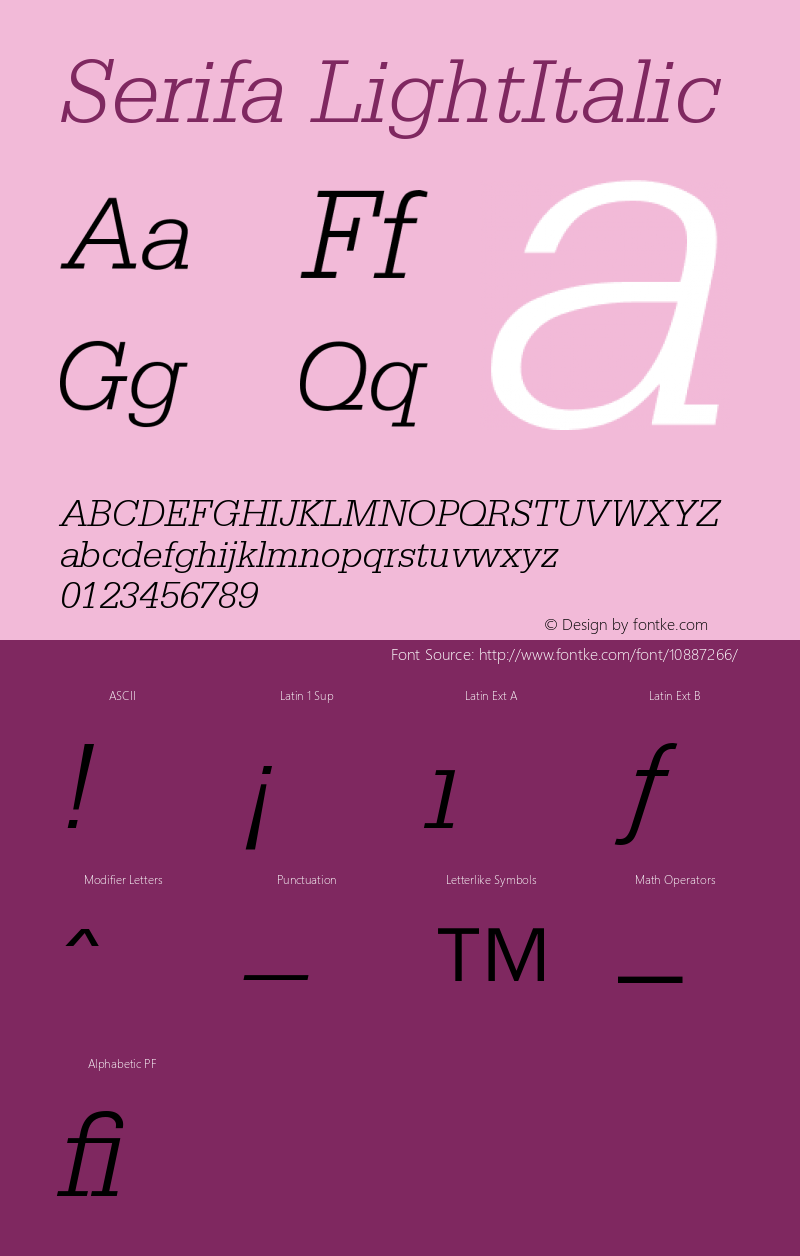 Serifa LightItalic Version 001.001图片样张