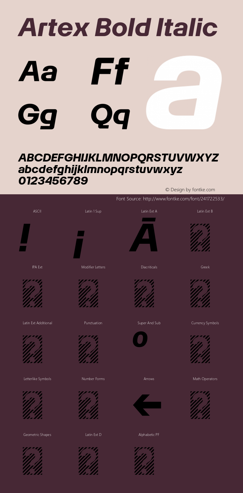 Artex Bold Italic Version 1.005图片样张