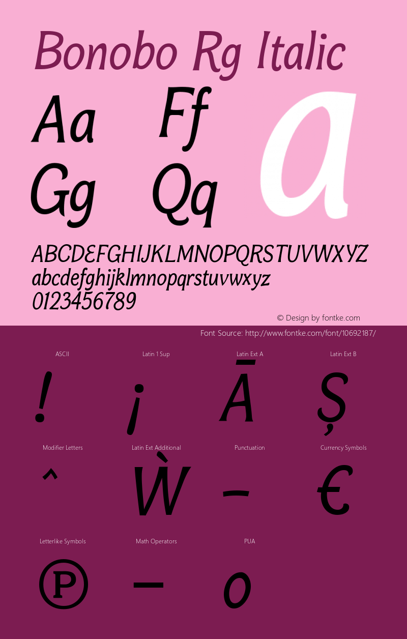 Bonobo Rg Italic Version 2.000图片样张