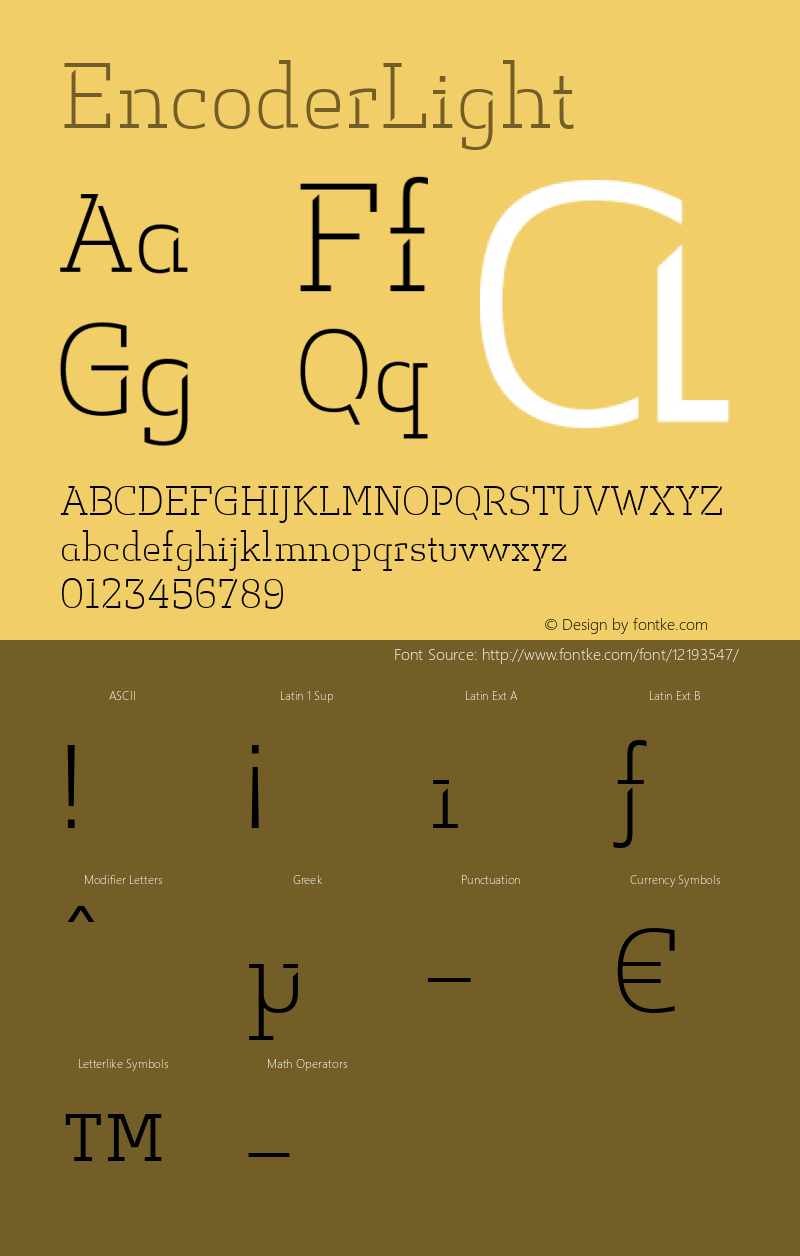 EncoderLight ☞ Version 1.000;com.myfonts.cv-type.encoder.light.wfkit2.3Bt3图片样张