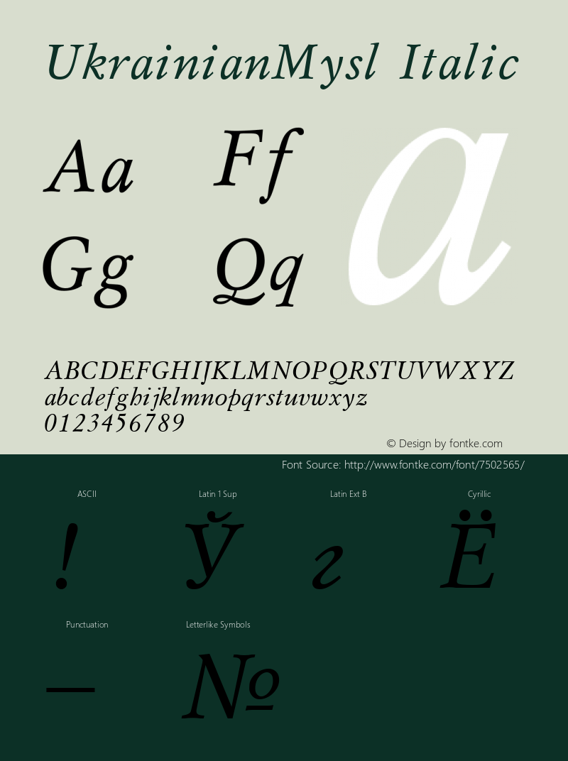 UkrainianMysl Italic 001.000图片样张