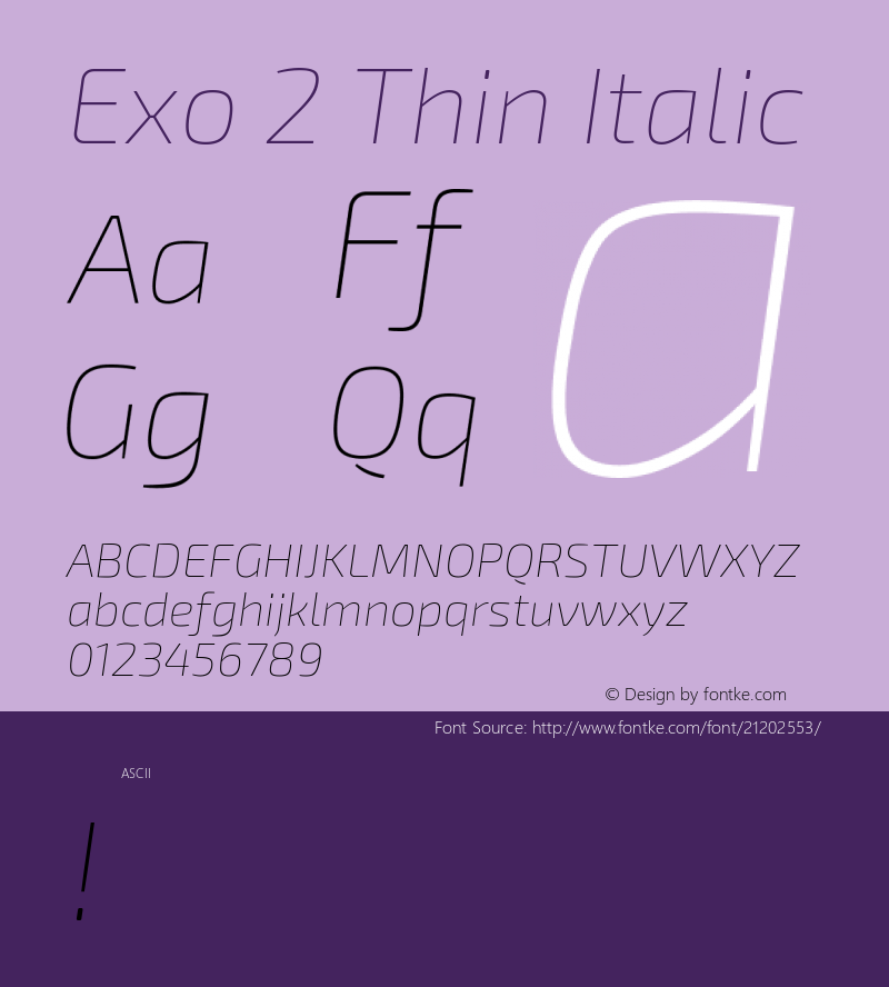 Exo 2 Thin Italic 图片样张