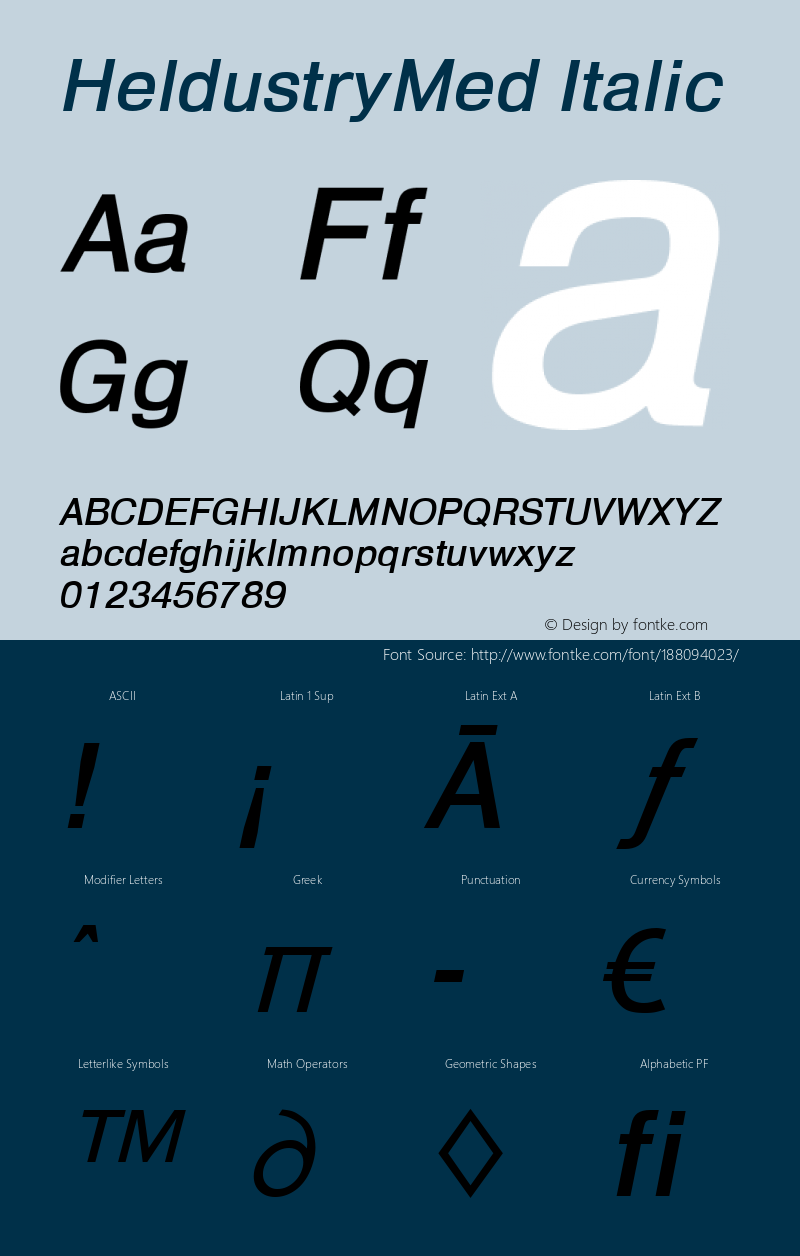 HeldustryMed Italic Version 1.00图片样张