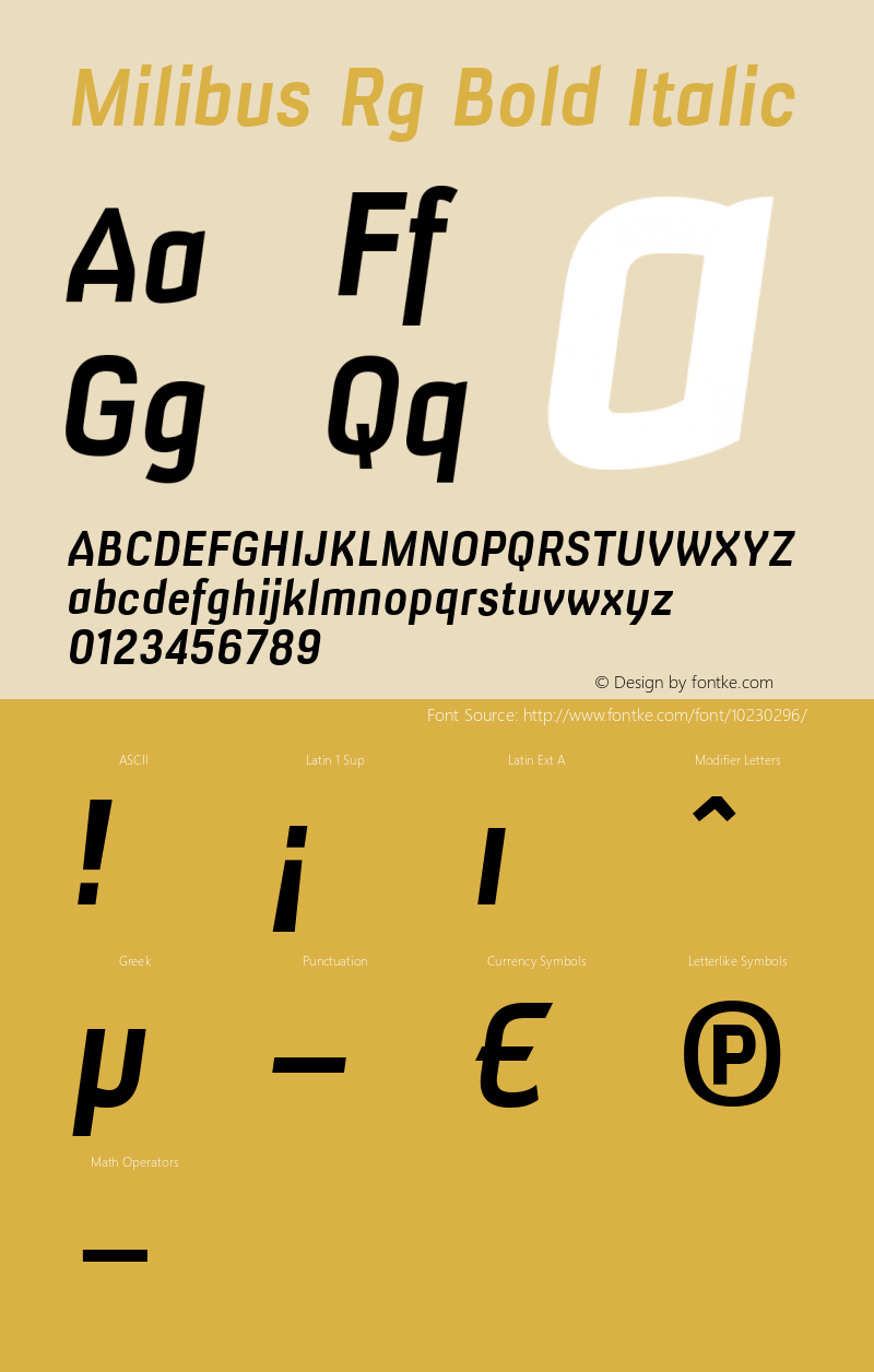 Milibus Rg Bold Italic Version 001.000图片样张