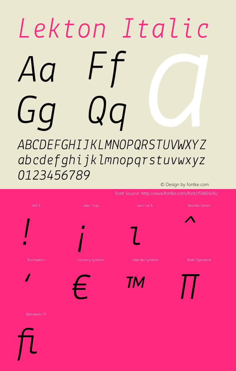 Lekton Italic Version 3.000图片样张