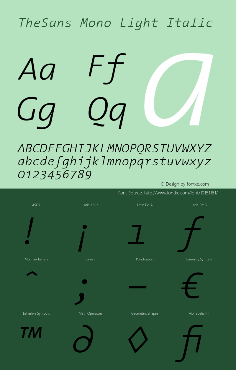 TheSans Mono Light Italic Version 001.000图片样张