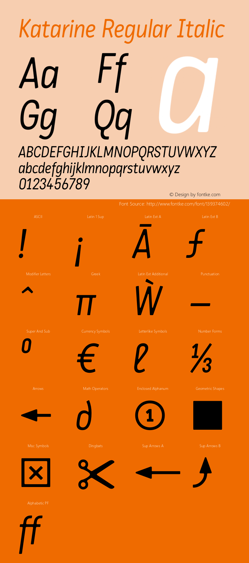 Katarine Regular Italic Version 1.000;PS 1.0图片样张