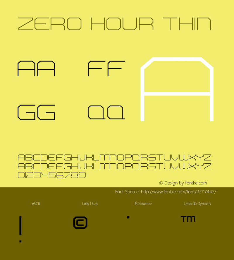 Zero Hour Thin Version 1.003;Fontself Maker 2.1.2图片样张